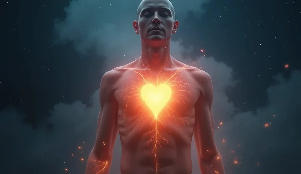 Como a Espiritualidade Pode Ajudar na Cura da Ansiedade: Um Caminho de Paz Interior um coracao brilhando no centro do peito 1024x592 - Como a Espiritualidade Pode Ajudar na Cura da Ansiedade: Um Caminho de Paz Interior