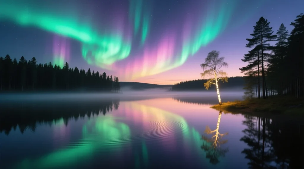 aurora sobre lago 1024x571 - Tukdam: O Mist&eacute;rio da Consci&ecirc;ncia Ap&oacute;s a Morte