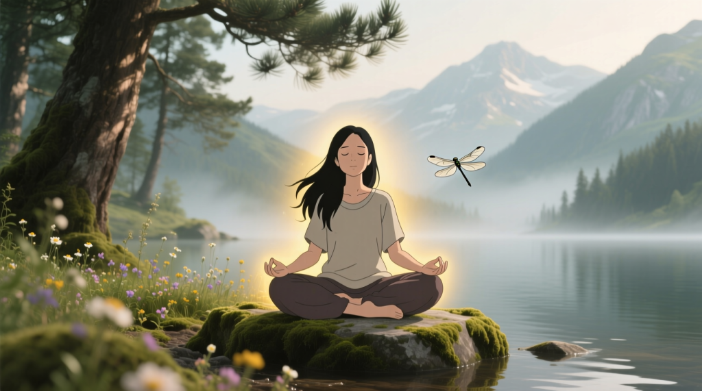 mulher meditando natureza 1024x571 - Pratyahara: A Chave para o Controle Interior e Paz Mental