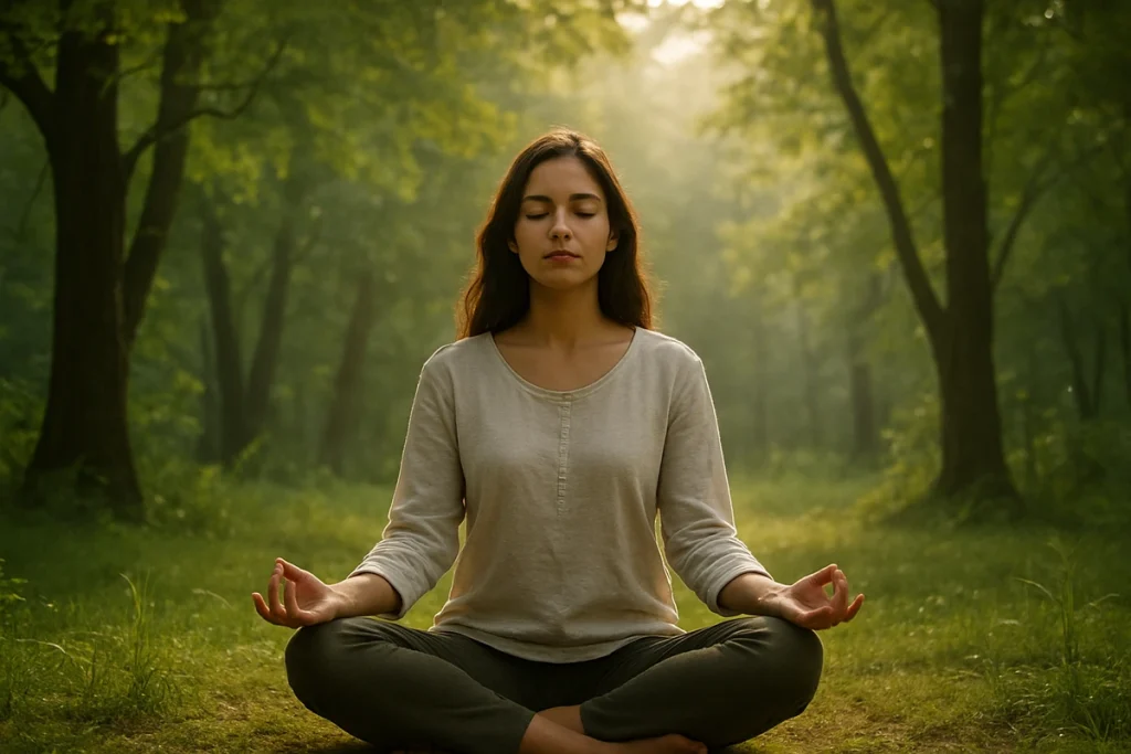 mulher meditando natureza 1024x683 - Kriya: A Pr&aacute;tica Milenar que Transforma Corpo e Mente
