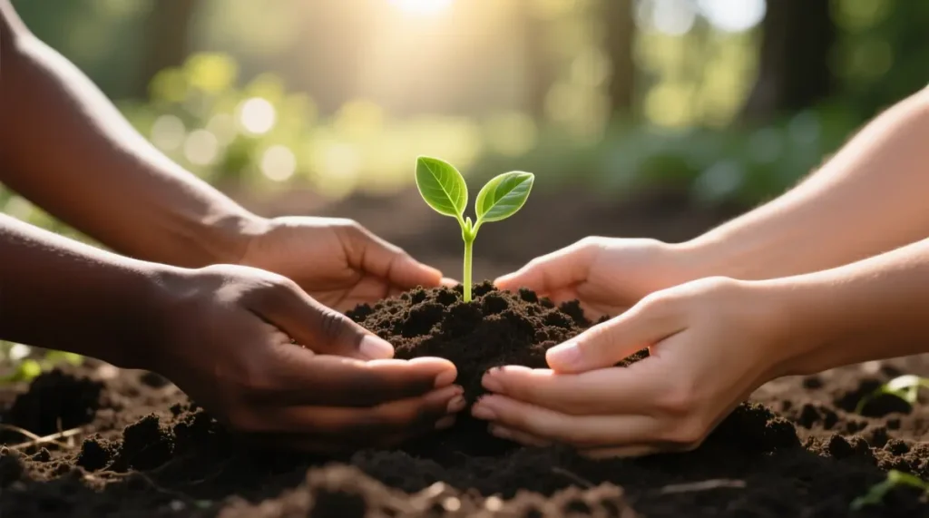 Unidade na Diversidade: Harmonia para um Mundo Conectado unidade na diversidade maos terra planta 1024x571 - Unidade na Diversidade: Harmonia para um Mundo Conectado