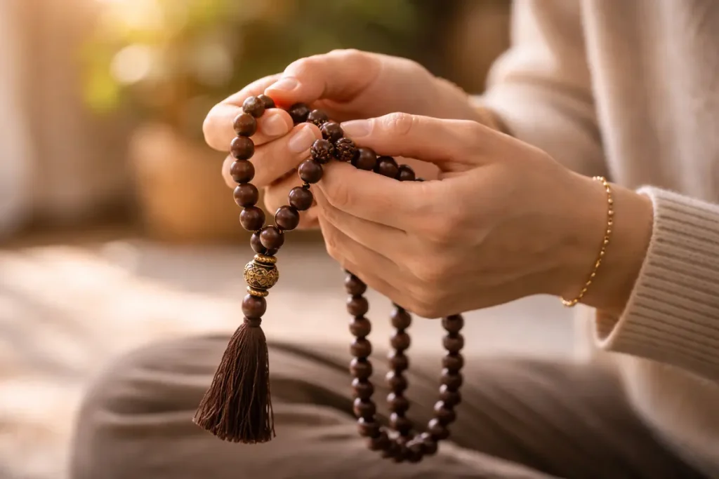 Mantras de Proteção: O Guia Definitivo para Blindar Sua Energia e Elevar Sua Vibração mala meditacao mantras 1024x683 - Mantras de Proteção: O Guia Definitivo para Blindar Sua Energia e Elevar Sua Vibração