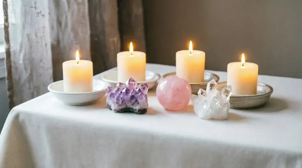 Como ter Solitude: Descubra o Poder Transformador do Encontro Consigo Mesmo(a) ambiente meditacao velas cristais 1024x572 - Como ter Solitude: Descubra o Poder Transformador do Encontro Consigo Mesmo(a)