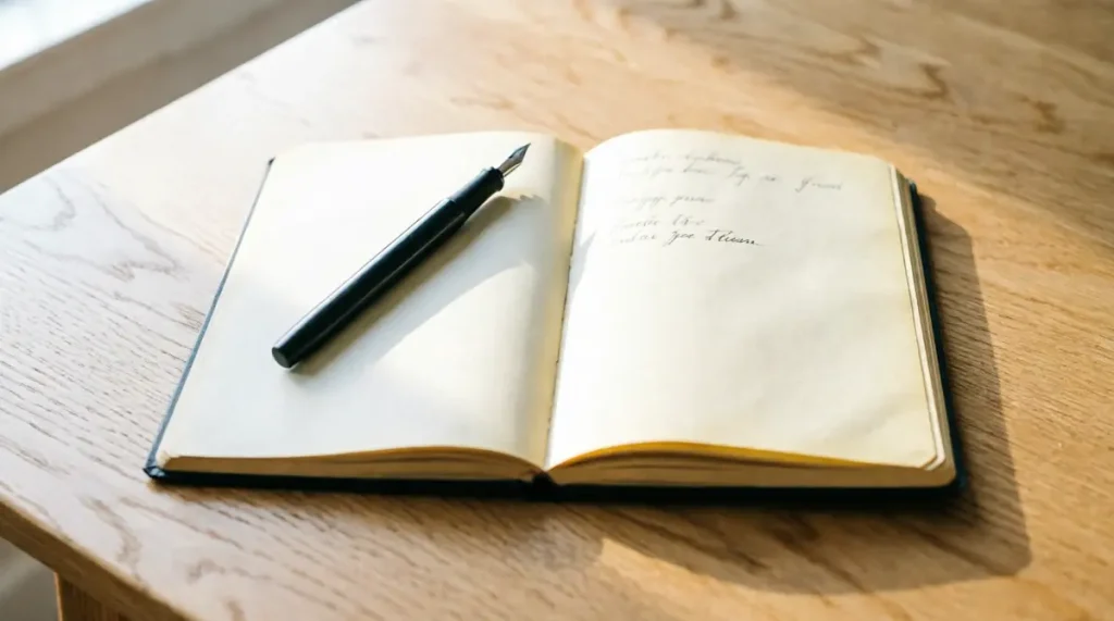 caderno journaling escrita reflexiva mesa 1024x571 - Autocuidado espiritual: o caminho para reconectar-se com sua ess&ecirc;ncia