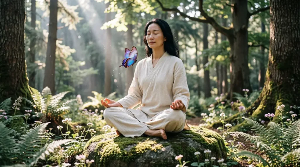 O Significado Espiritual das Borboletas: Mensagens de Transformação e Renascimento meditacao borboleta natureza 1024x571 - O Significado Espiritual das Borboletas: Mensagens de Transformação e Renascimento