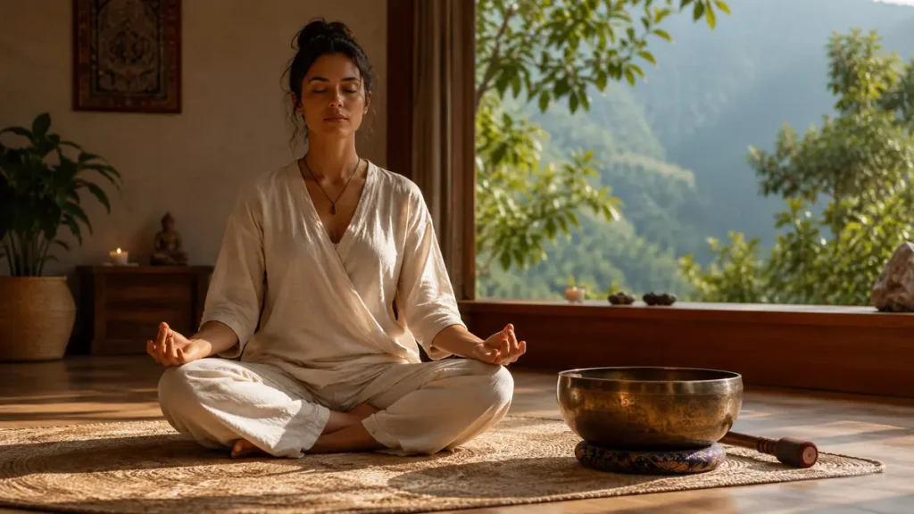 Tigelas Tibetanas: O Poder Transformador do Som para Sua Jornada Espiritual meditacao tigela conexao interior 1024x576 - Tigelas Tibetanas: O Poder Transformador do Som para Sua Jornada Espiritual
